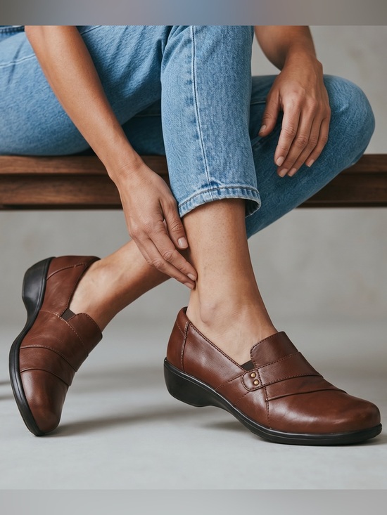 Clarks Shoes - Clarks Super Comfy Casual Women's Brown Leather Slip-On Loafers